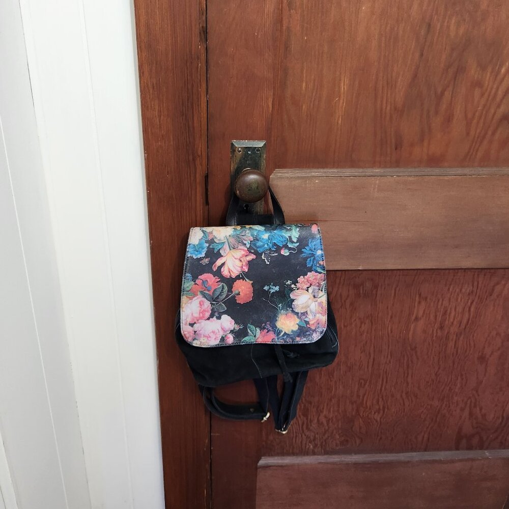 Vintage Victorian Trading Co Floral Leather Backpack
